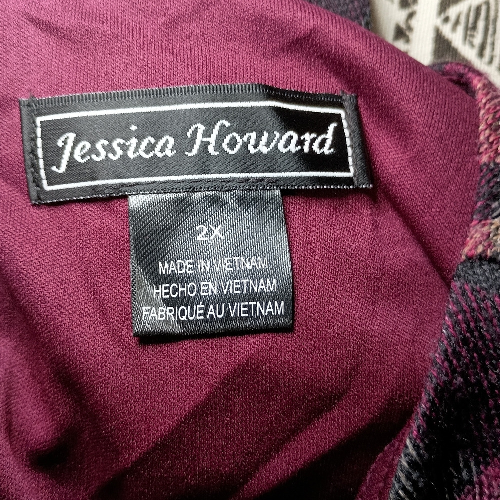 🩷 Jessica Howard NWT Plus Size Mock Neck Plaid A-Line Dress Size 2X - Picture 7 of 11